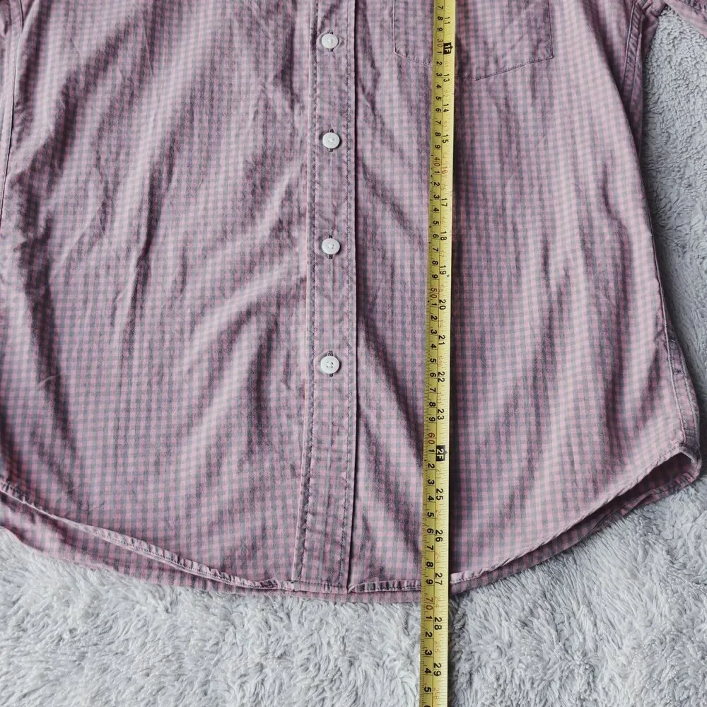 J Crew Check Shirt Men's S Pink Grey Plaid 100% Cotton Slim Fit Lightweight